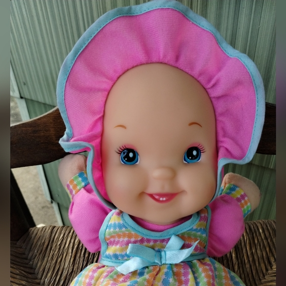 Baby's First Giggles 13" Baby Doll Plush Soft Body Pink Girl Baby Doll Lovey - Picture 3 of 15